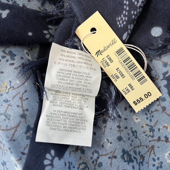 NWT Madewell Paisley Square Scarf (Blue) - Picture 5 of 7